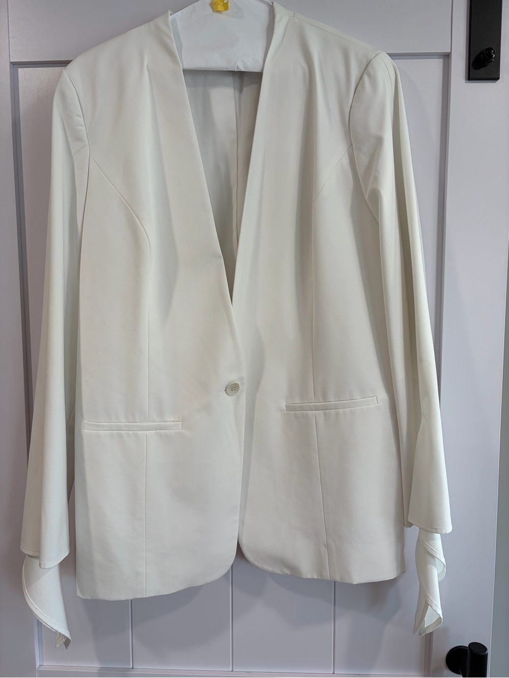 Women's Halogen White Tie Sleeved One Button Blazer Medium